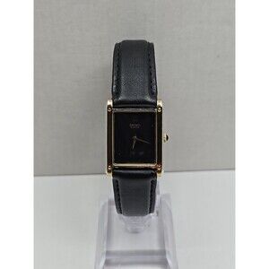Rare Vintage Womens Seiko Tank Gold Palladium Plated Leather Watch New Battery